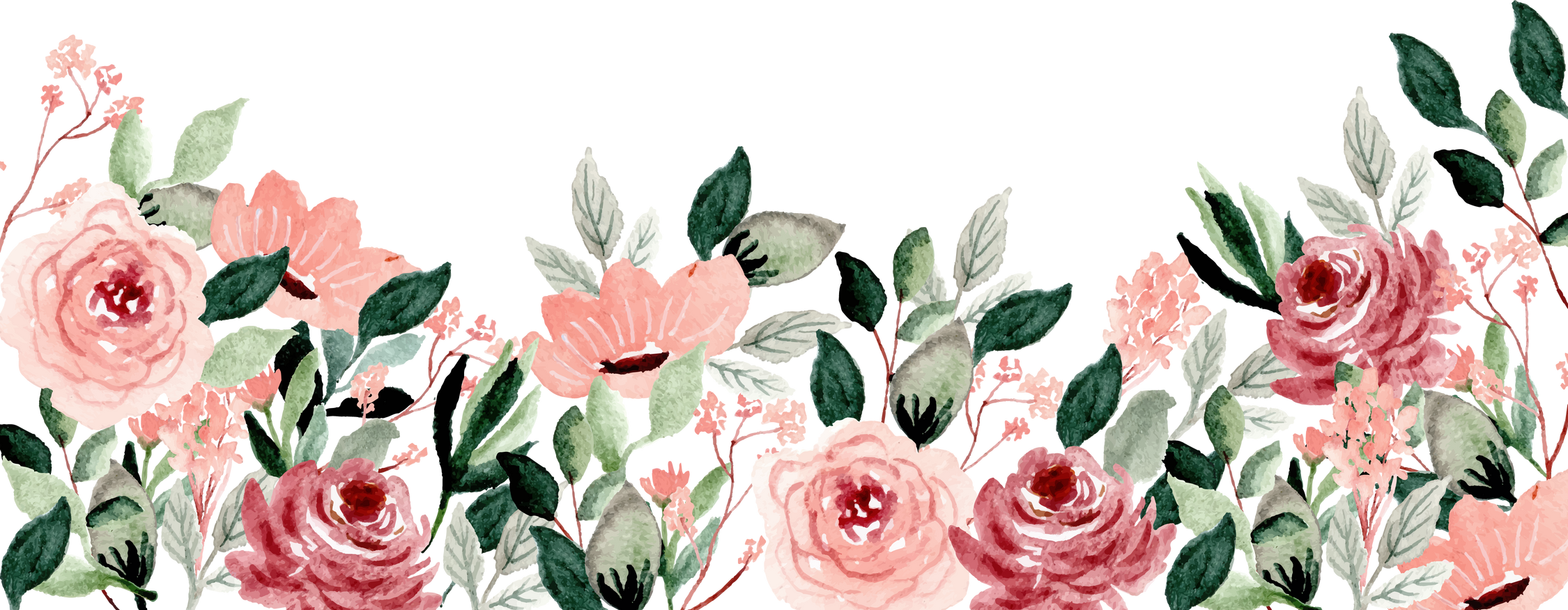 Watercolor Floral Border